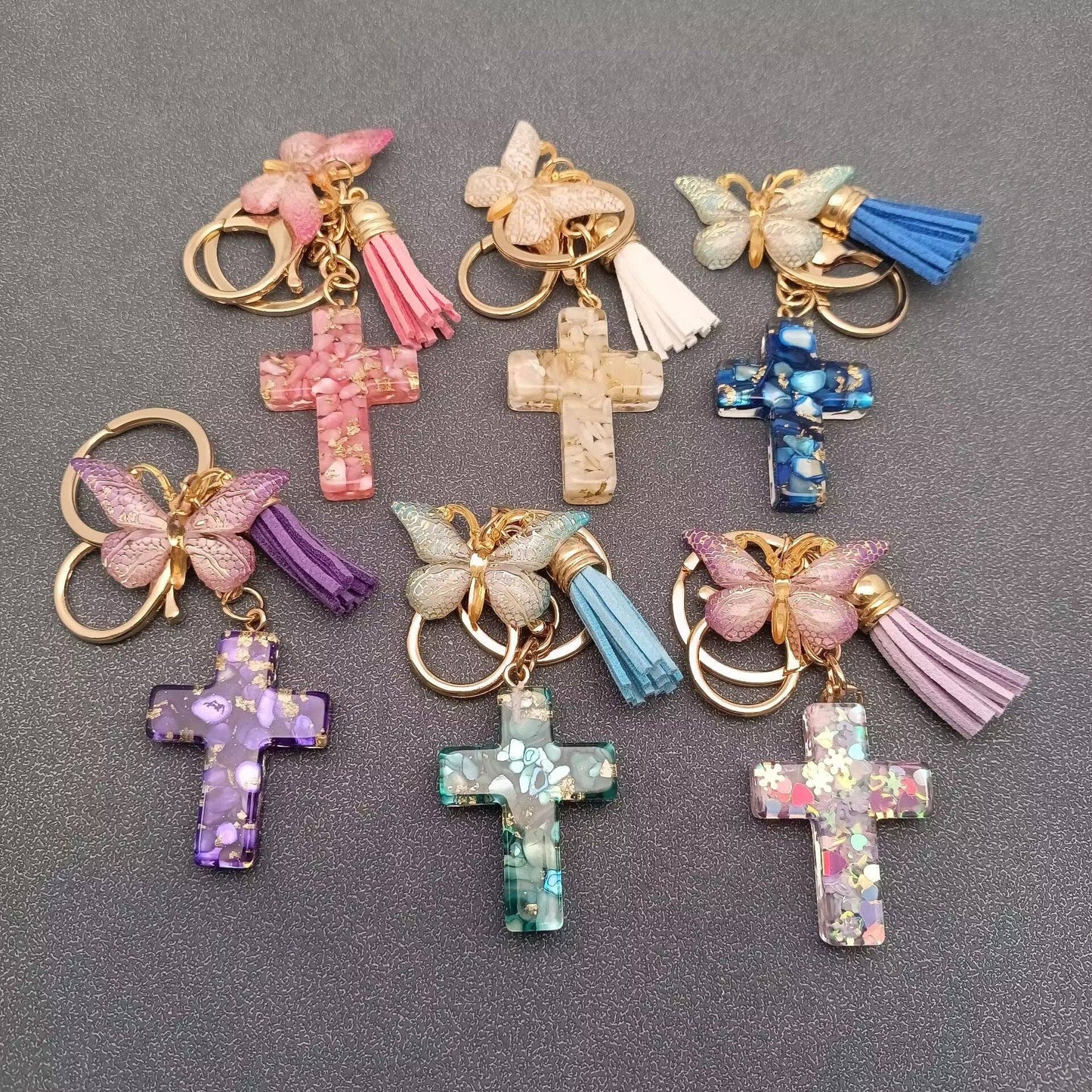 Cross & Butterfly Keychain