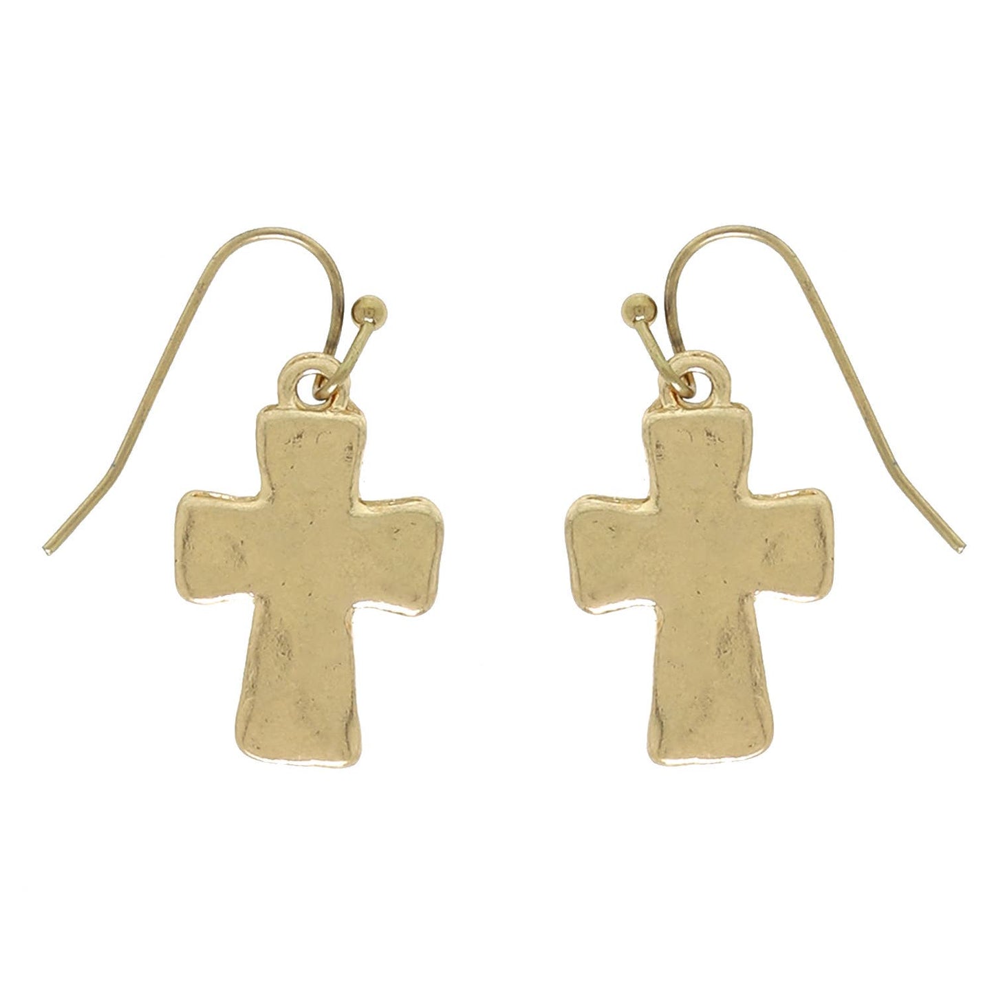 Hammered Chunky Cross Dangle Earrings