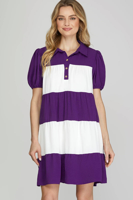 Game Day Color Block Dress | Purple