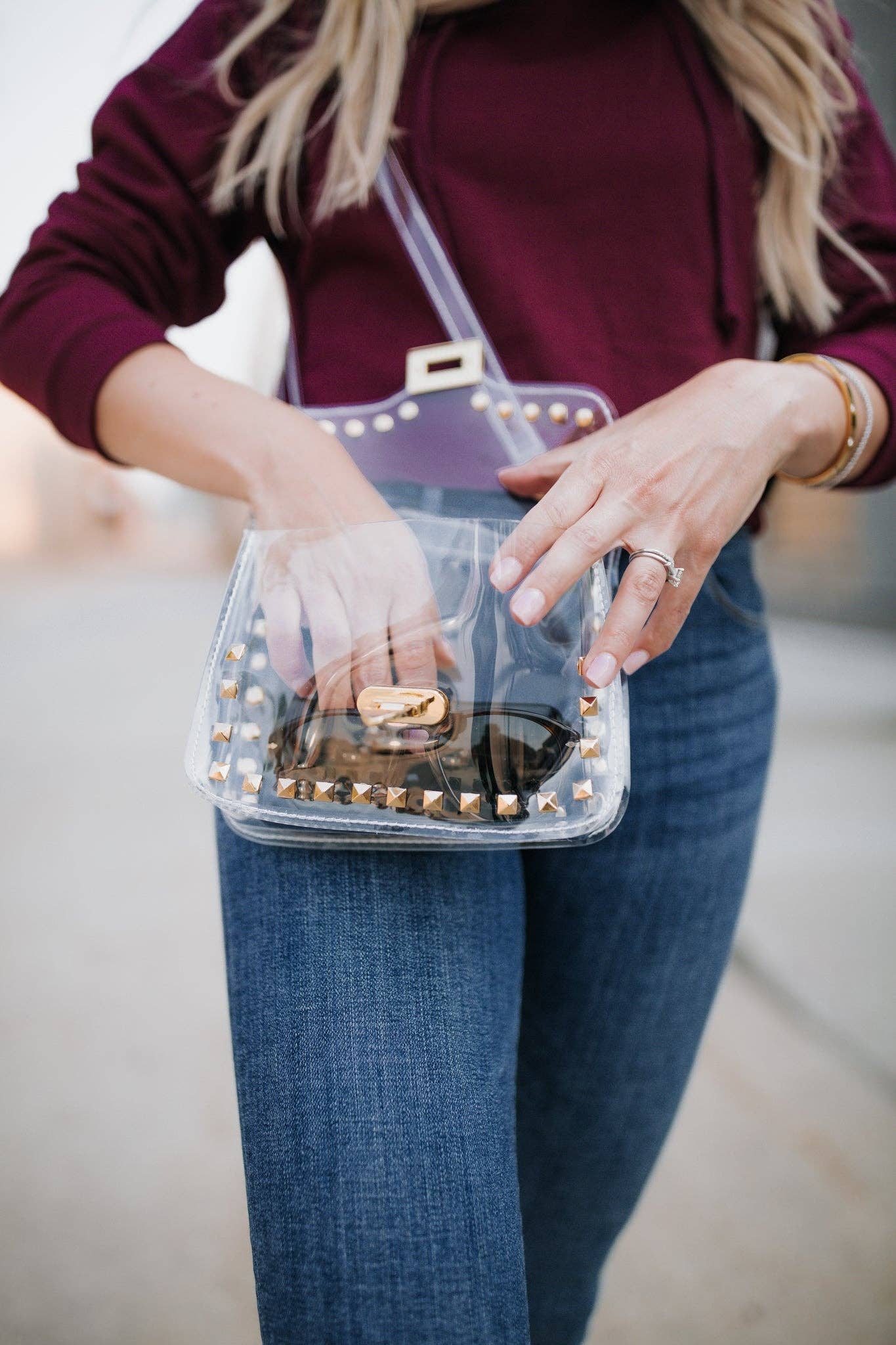 Clear Studded Purse | Gold