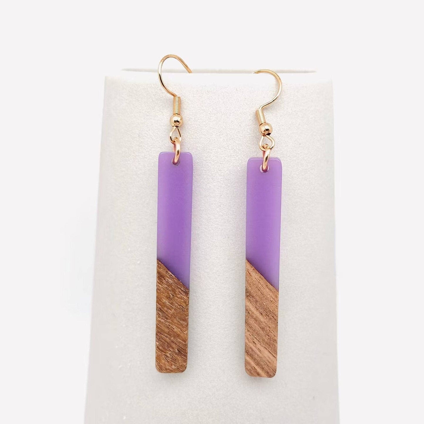 Wood & Resin Stick Earrings | Lavender