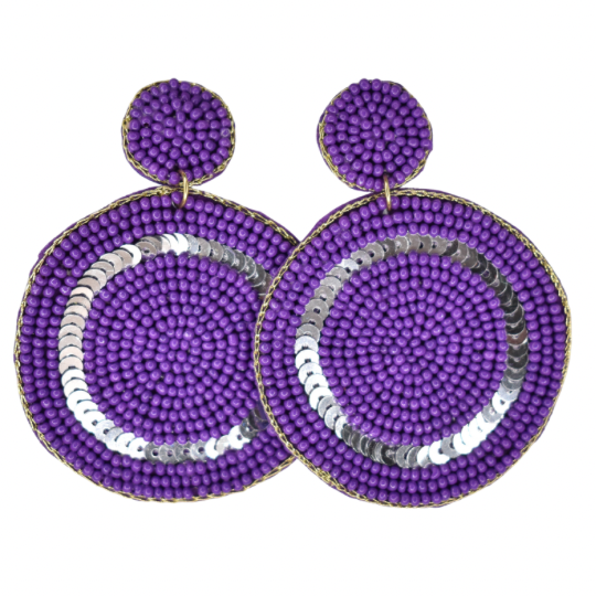 Purple Disc Drop Earrings