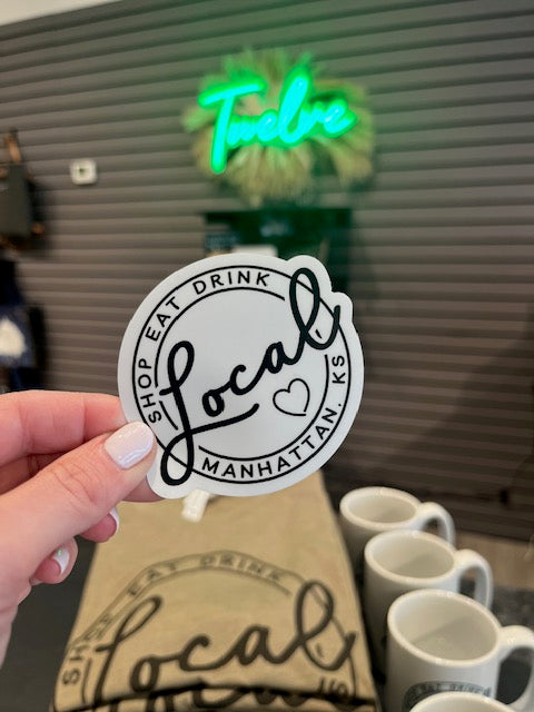 Shop Eat Drink Local Circle Sticker | Manhattan, KS