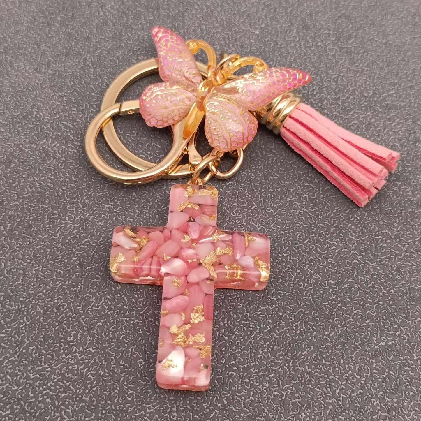 Cross & Butterfly Keychain