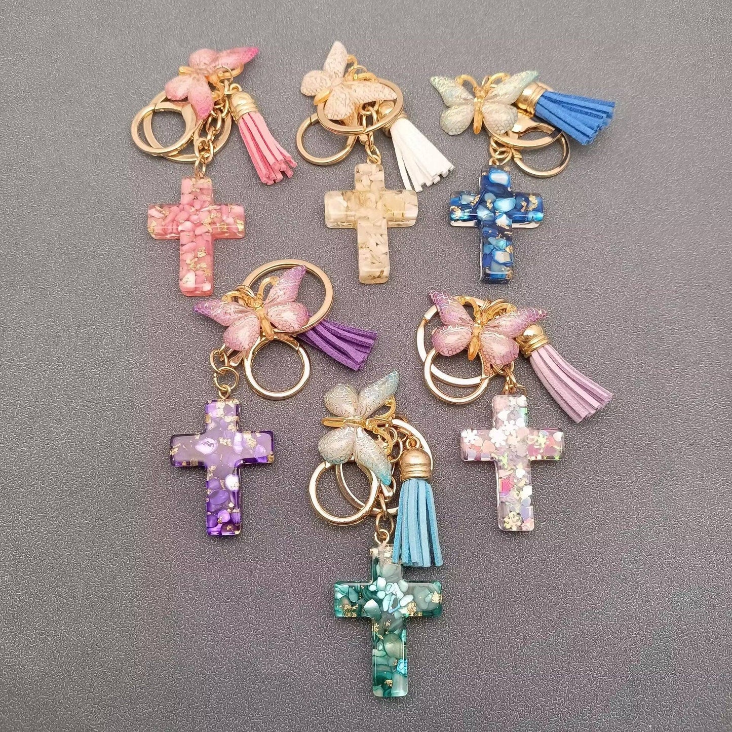 Cross & Butterfly Keychain