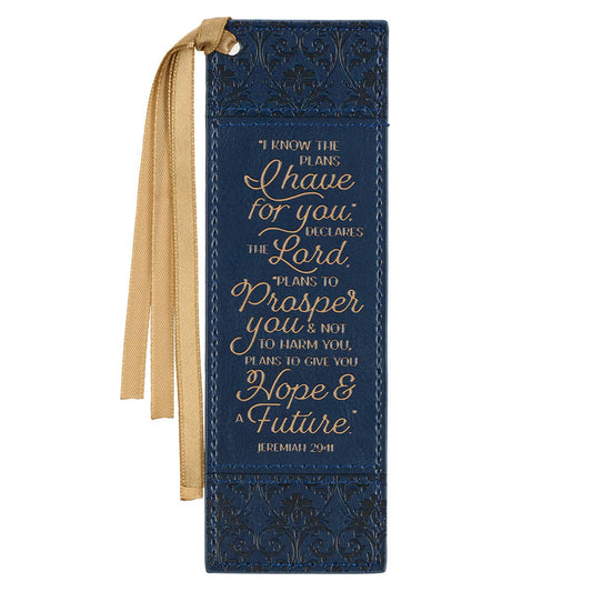 Bookmark Navy Faux Leather | I Know the Plans Jer. 29:11