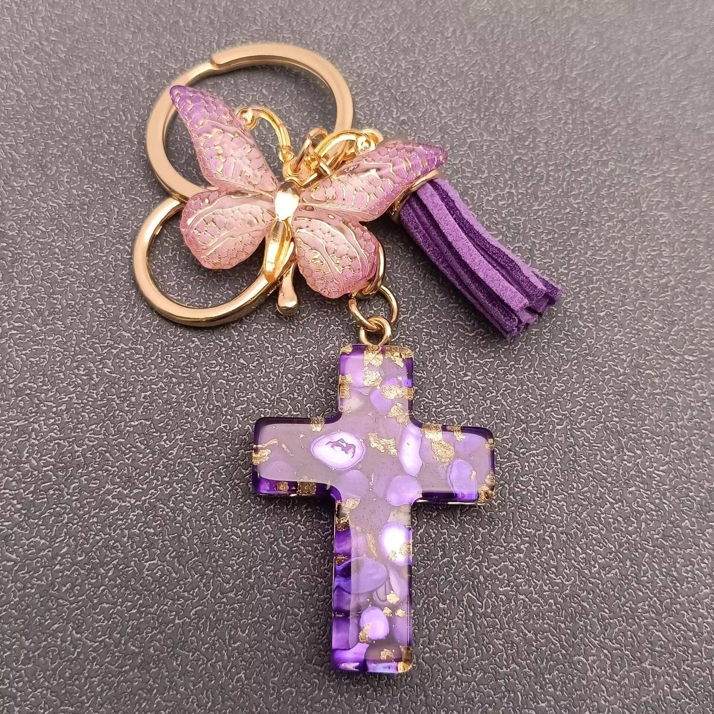 Cross & Butterfly Keychain