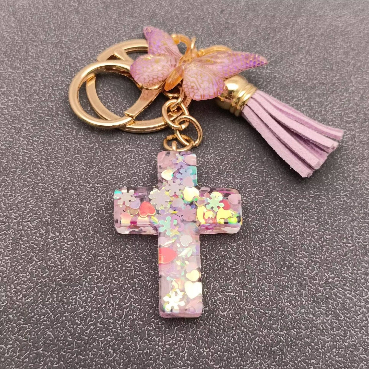 Cross & Butterfly Keychain