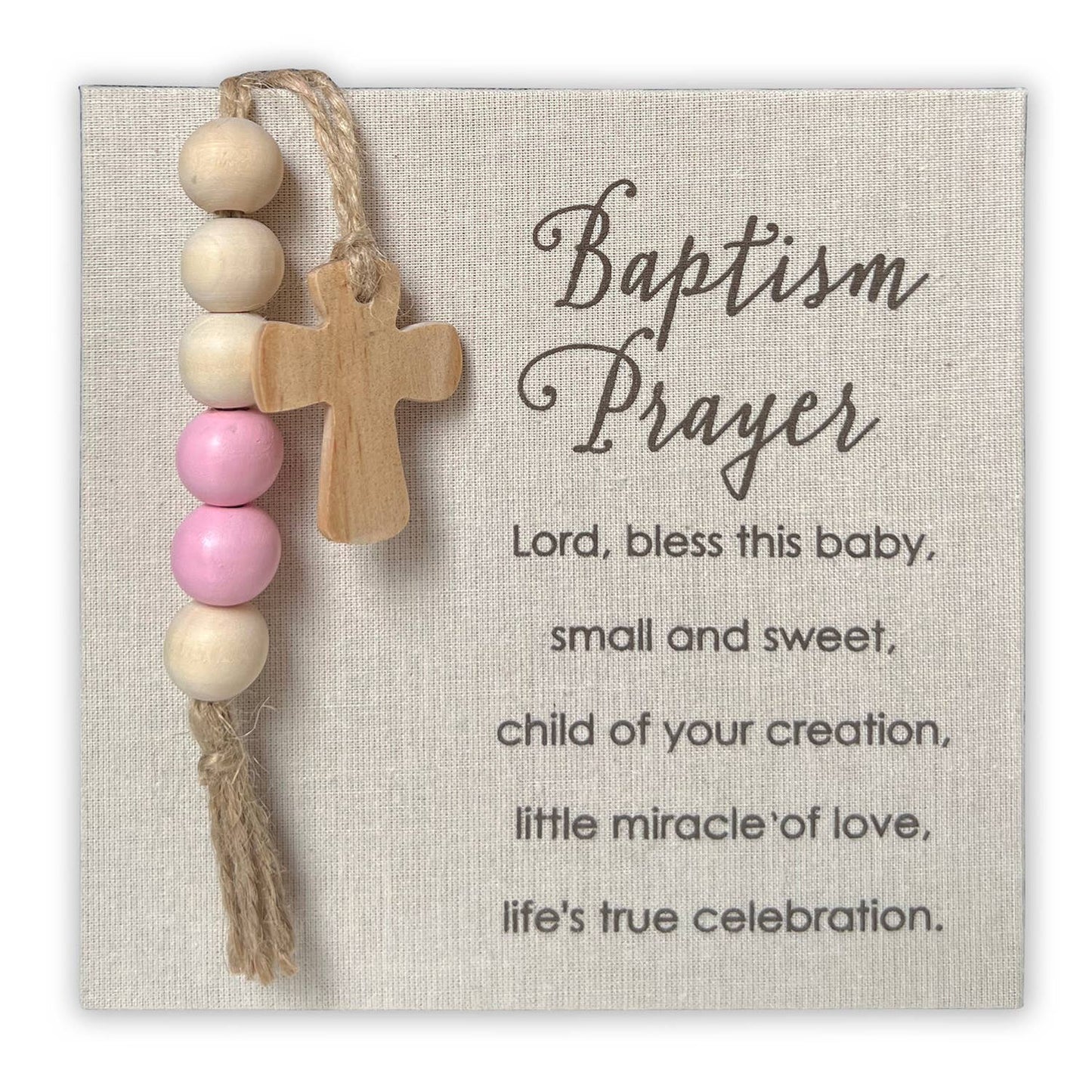 Pink Baptism Prayer Fabric Plaque