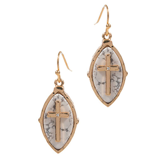 Cross & Semi-Precious Stone Earrings