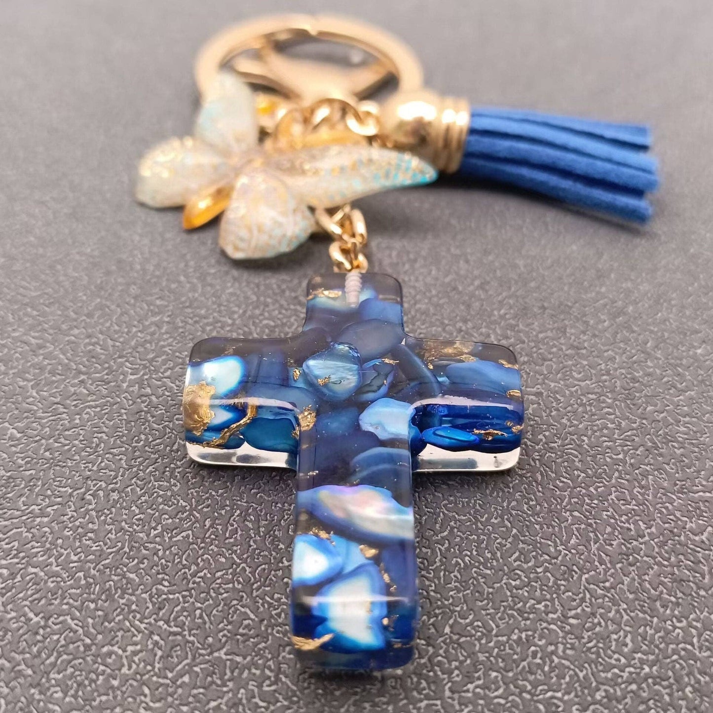 Cross & Butterfly Keychain