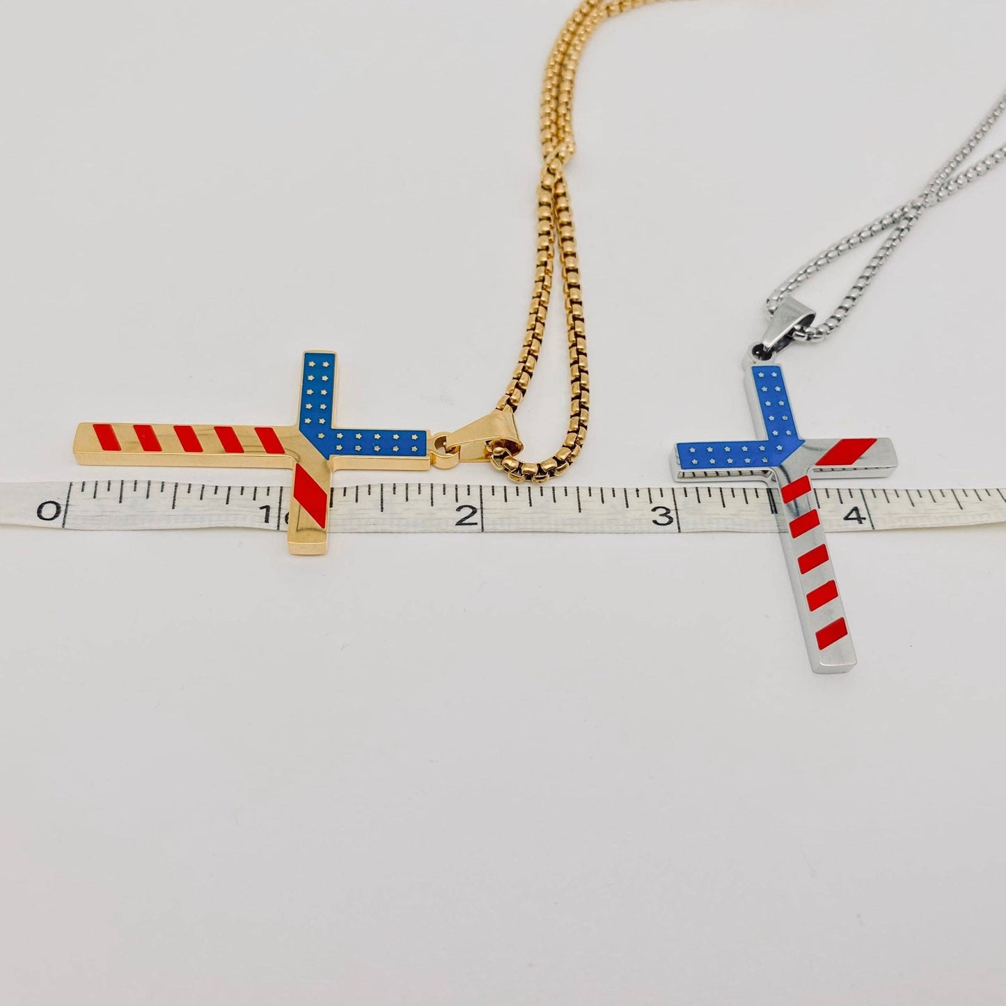 Stars and Stripe Flag Cross Necklace