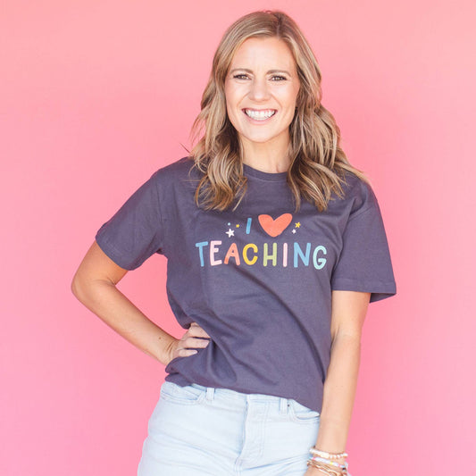 I Love Teaching Top | Dark Gray