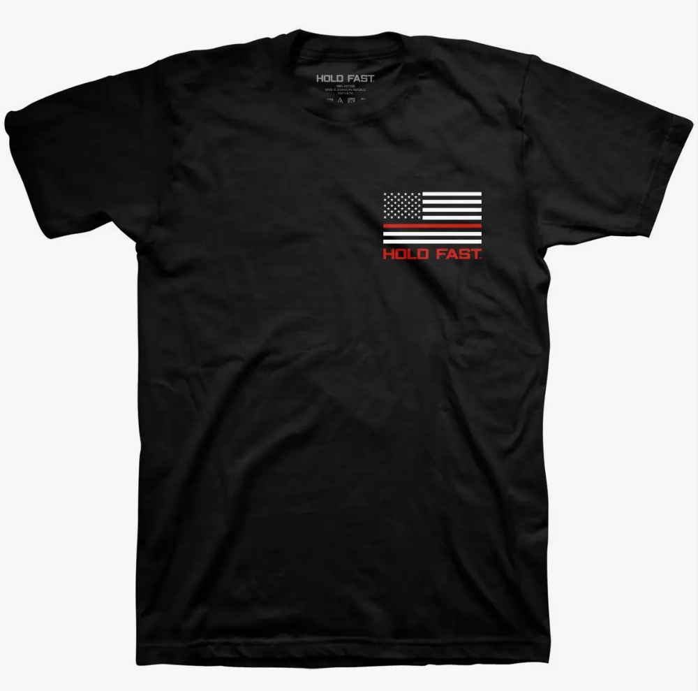 HOLD FAST Mens Firefighter Flag T-Shirt