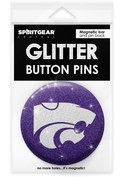 Powercat Glitter Button Pin
