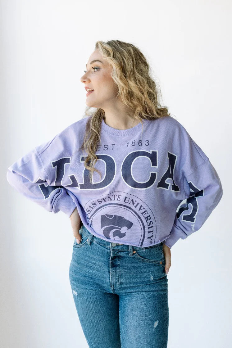 K-State Phipps Split Sleeve Cropped Sweatshirt | Lavender