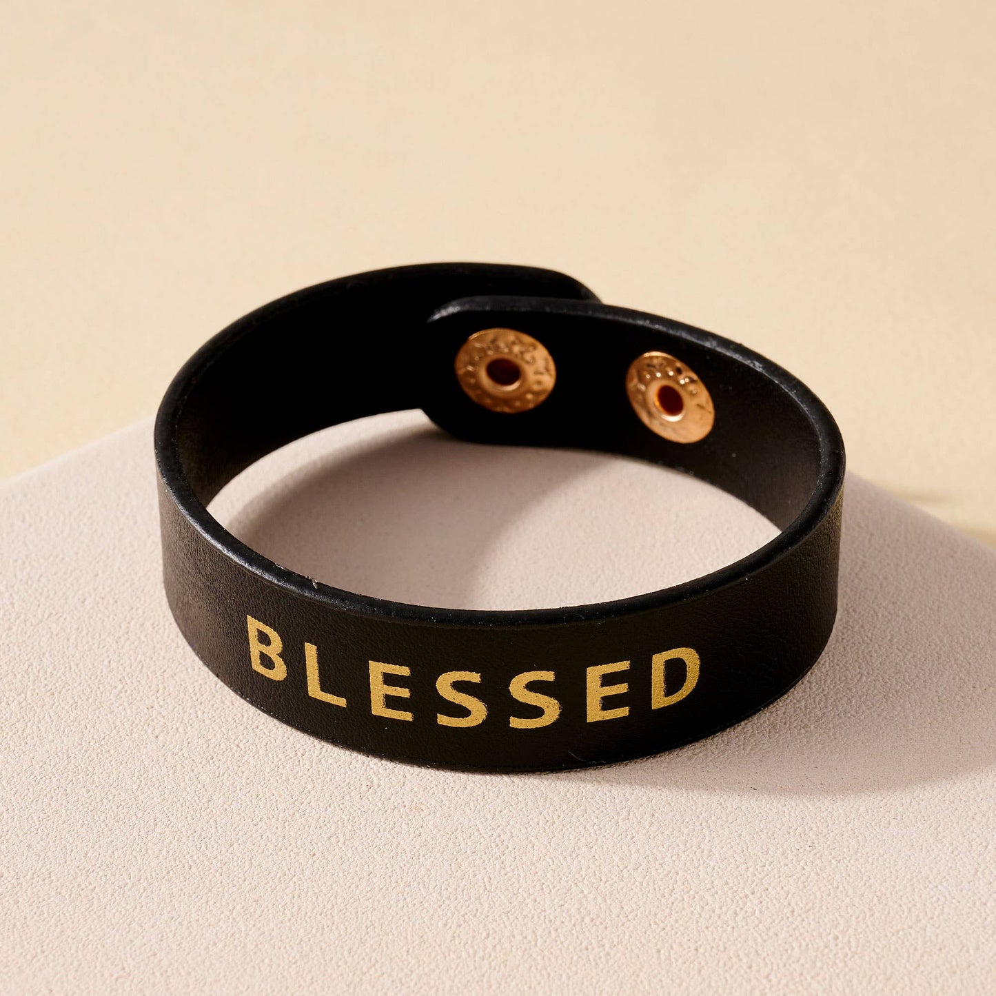 Blessed Black Leather Bracelet