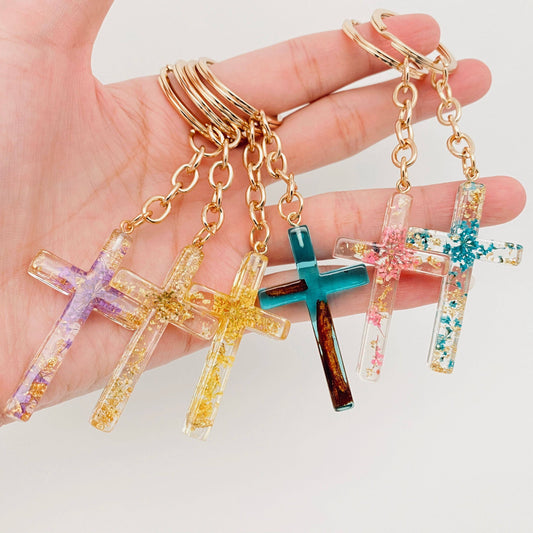 Flower Cross Keychain