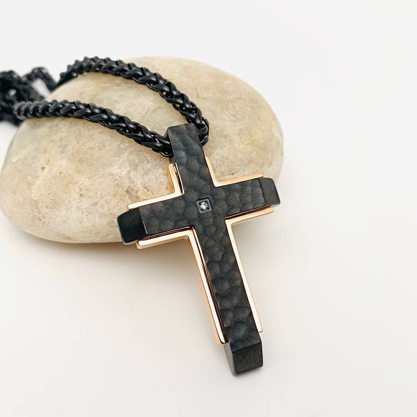 Mens Two-color Cross Necklace