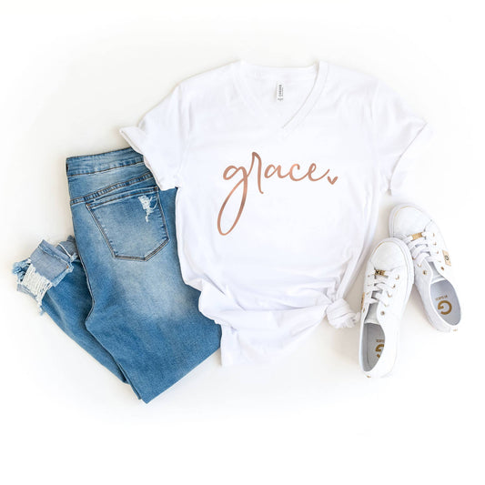 Grace Heart V-Neck T-Shirt