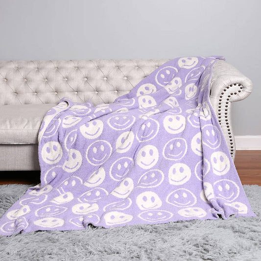 Happy Face Patterned Throw Blanket