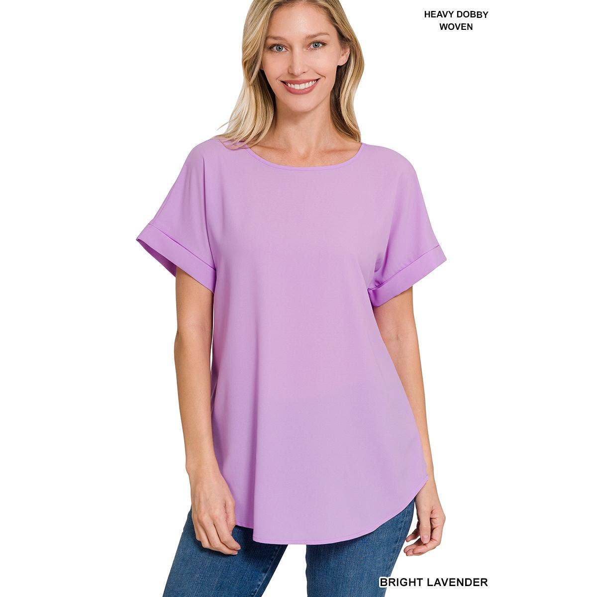 Lavender Rolled Sleeve Blouse | Missy Sizes