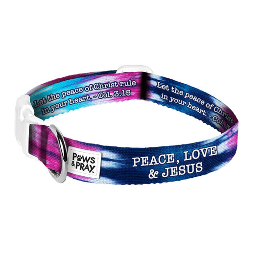 Paws & Pray Peace Love Jesus Pet Collar