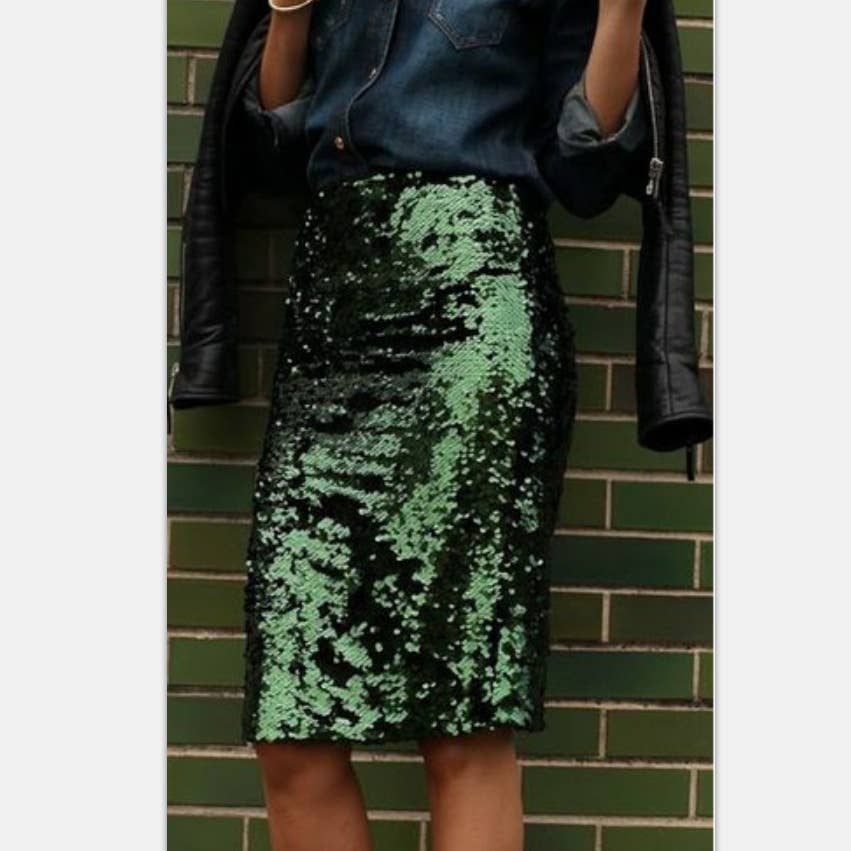 Green Sequin Skirt