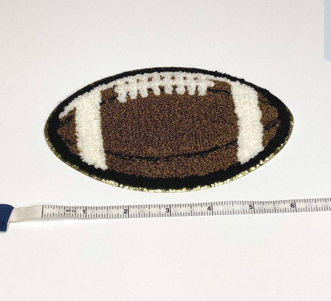 Football Chenille Iron On Patch: Large 6.45 x 4"