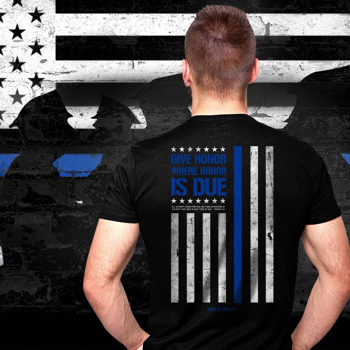 HOLD FAST Mens Police Flag T-Shirt