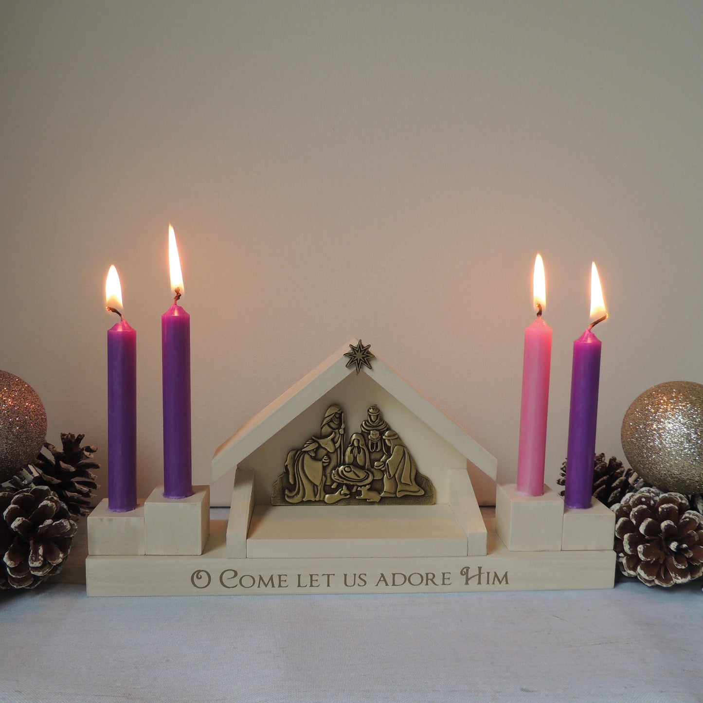 Advent Candle Holder | Nativity Scene