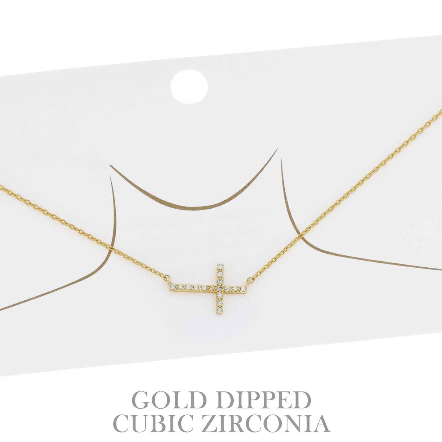 Sideways Cross Pendant Necklace | Gold
