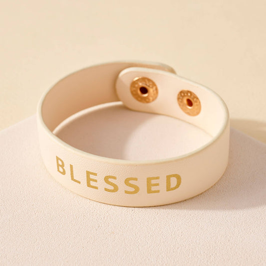Blessed Cream Leather Bracelet