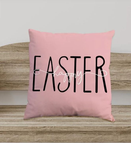 Pink Happy Easter Pillow Cover