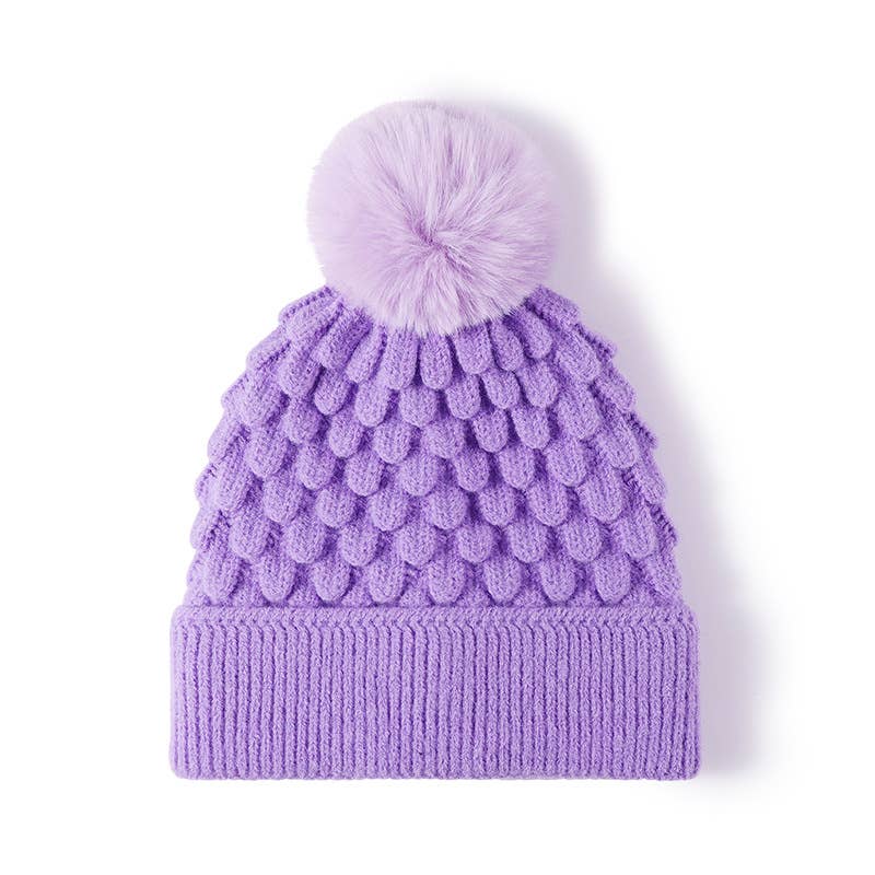 Knitted Pom Beanie | Lavender