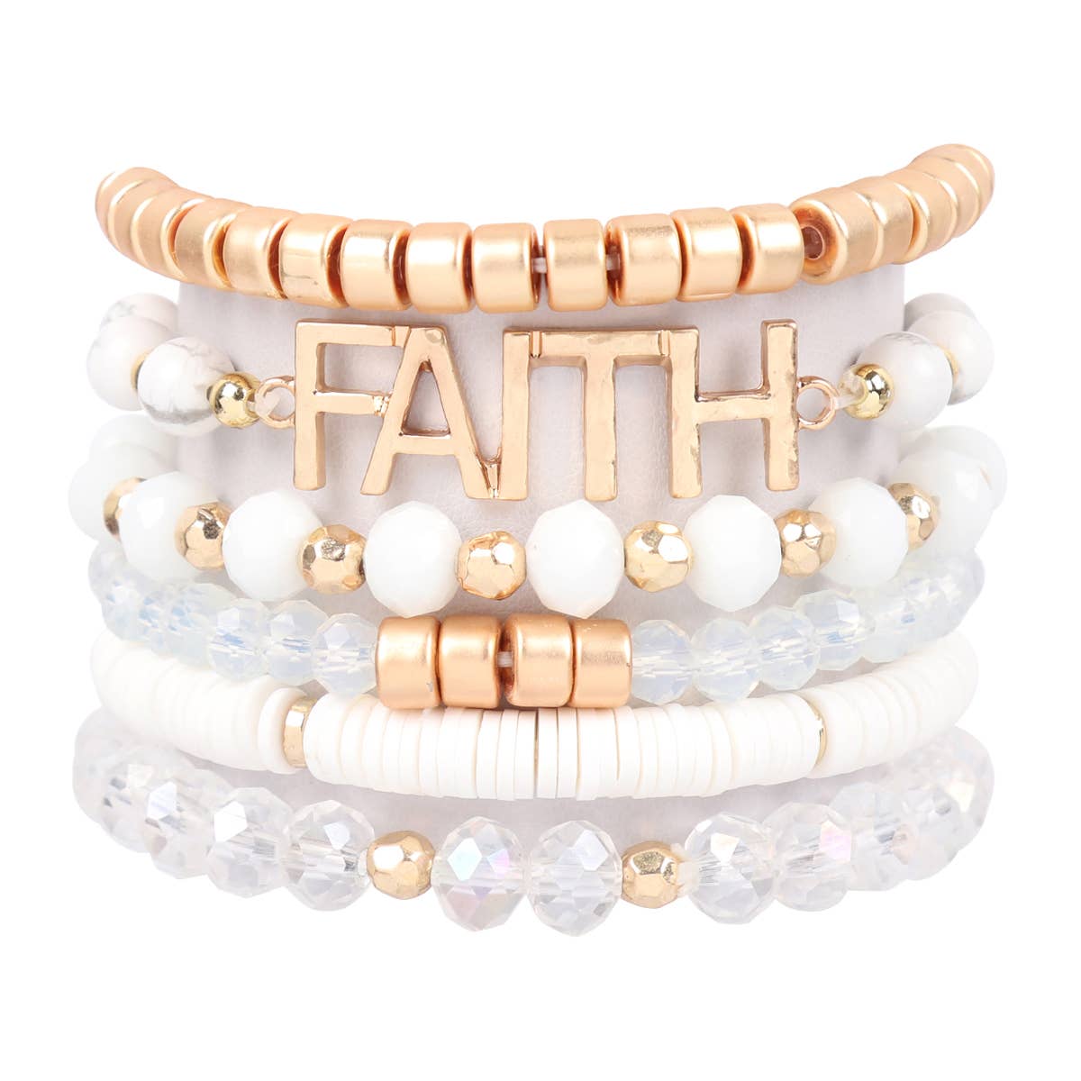 Faith Mixed Bead Charm Bracelet Set