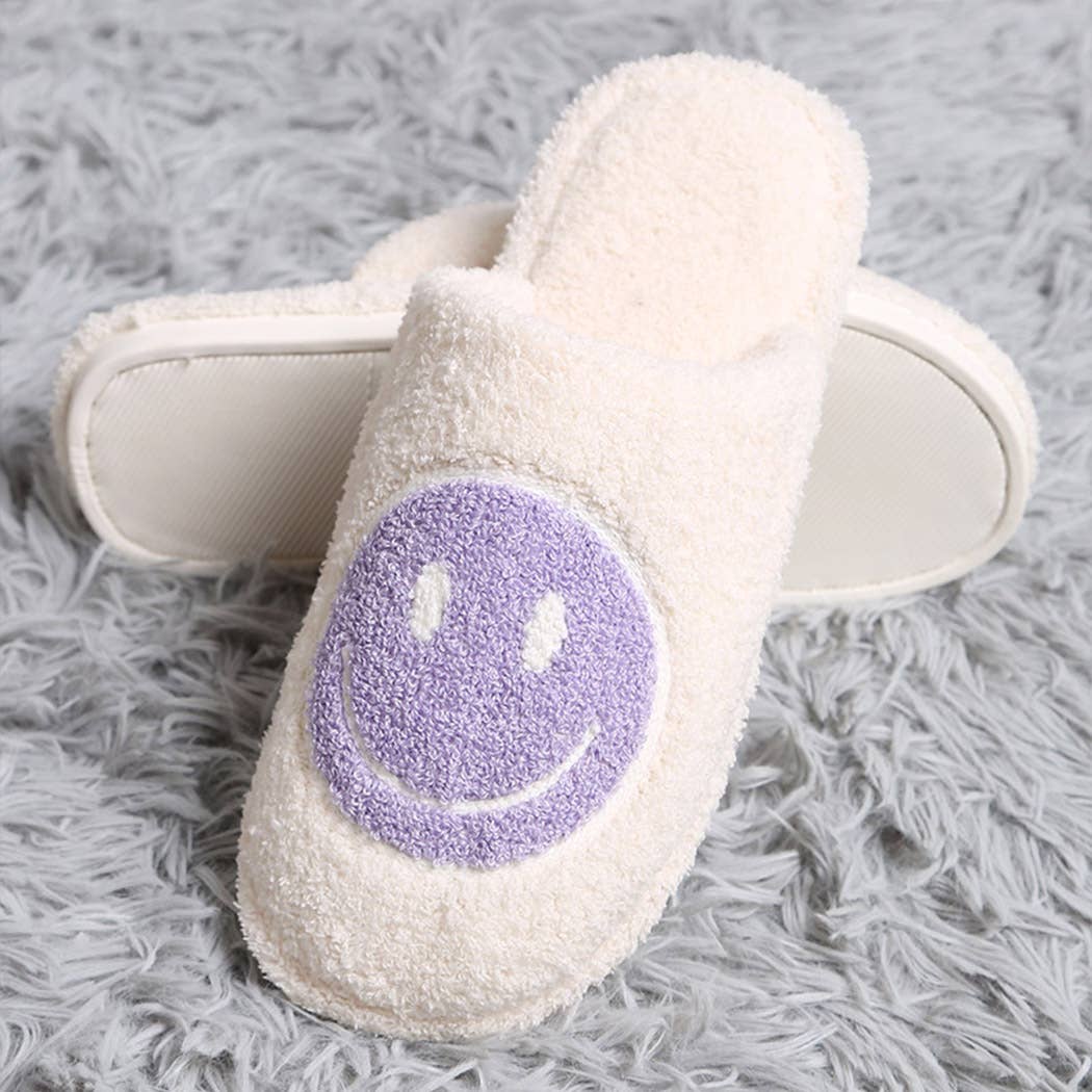 Happy Face Luxury Soft Slippers | Lavender