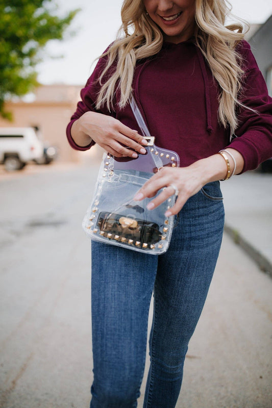 Clear Studded Purse | Gold