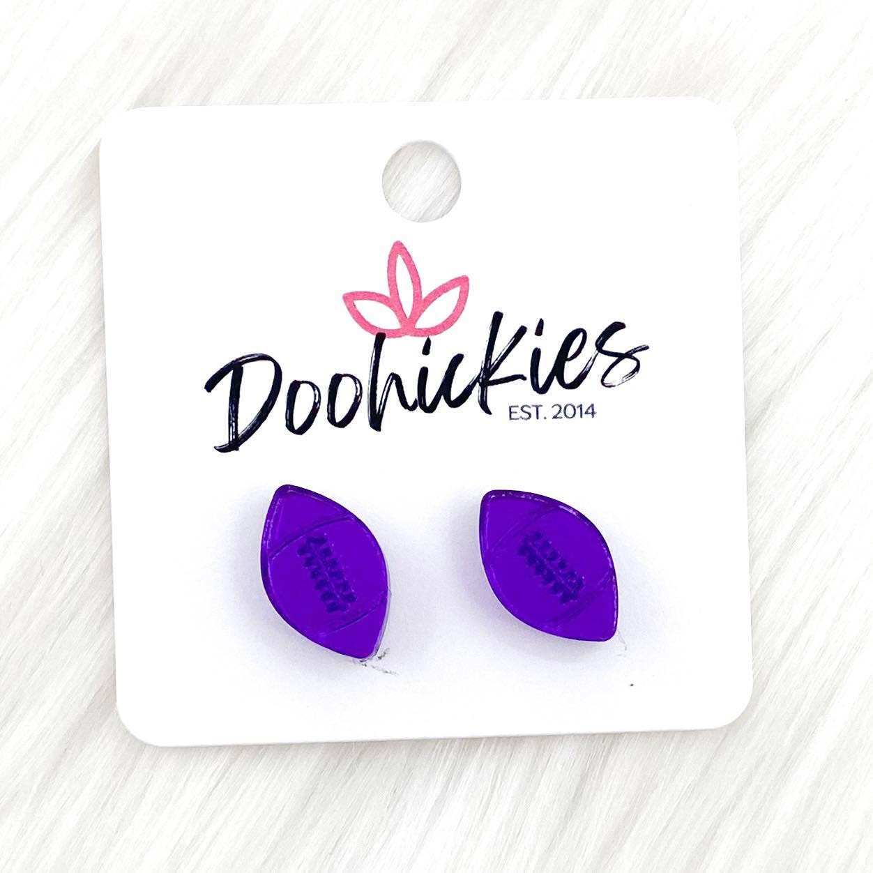 Shiny Purple Football Post Earrings