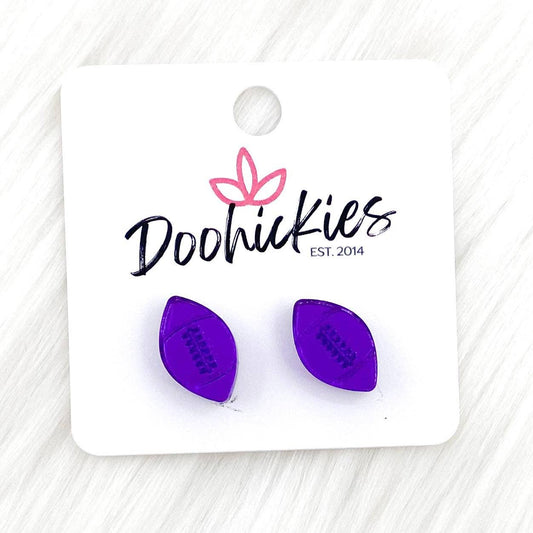 Shiny Purple Football Post Earrings