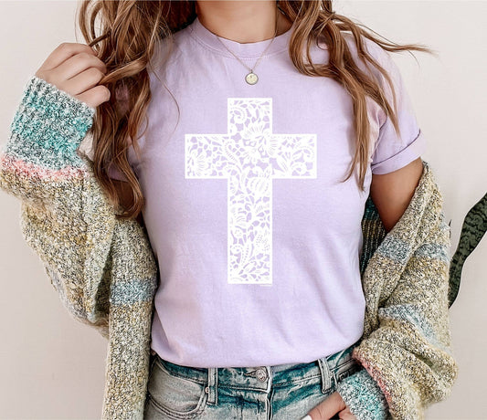 Lace Cross T-Shirt | Lilac