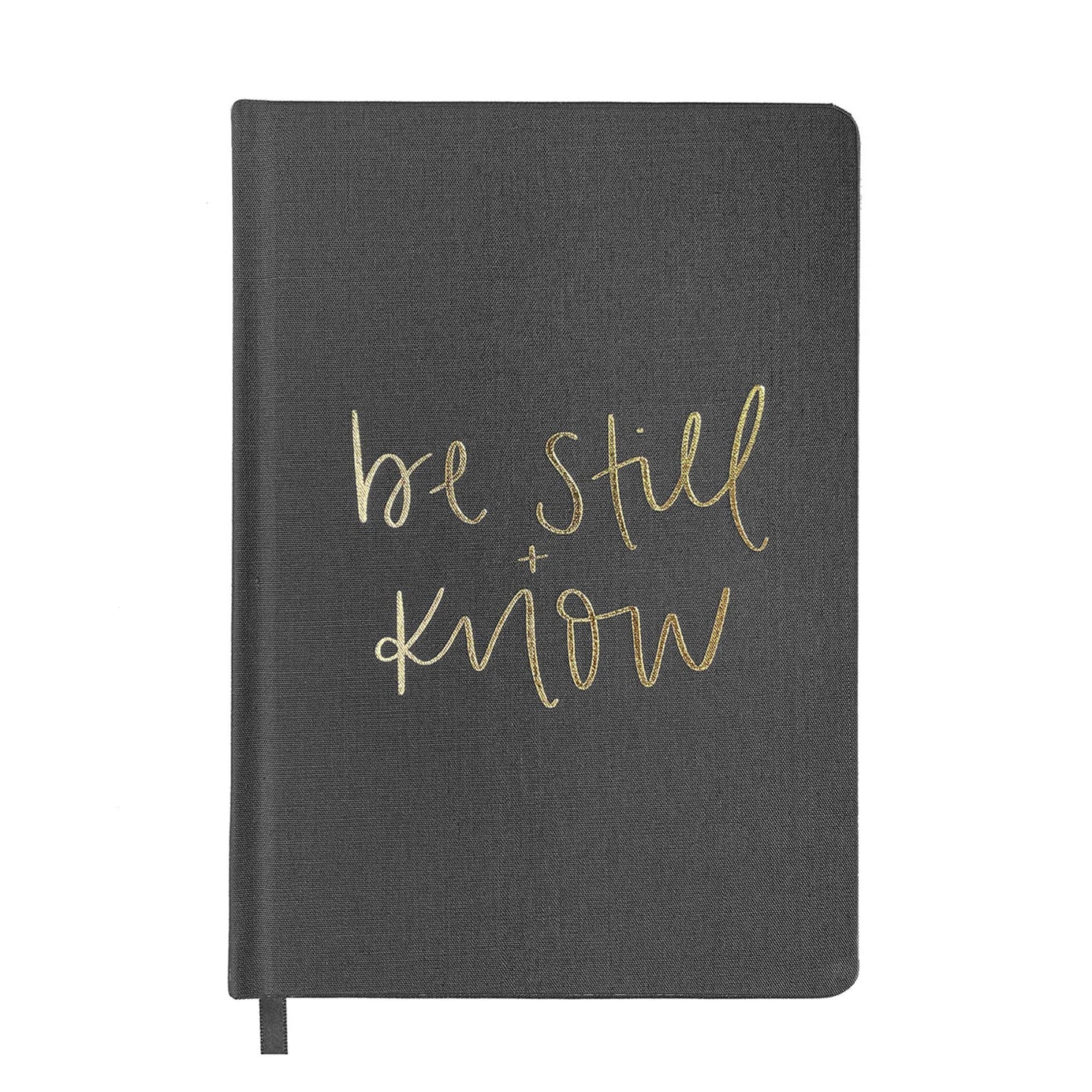 Be Still and Know Psalm 46:10 Grey and Gold Foil Fabric Journal