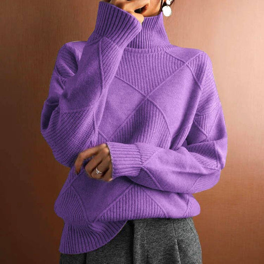 Diamond-Shaped Turtleneck Sweater | Lavender