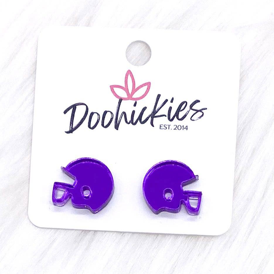 Shiny Purple Helmet Post Earrings