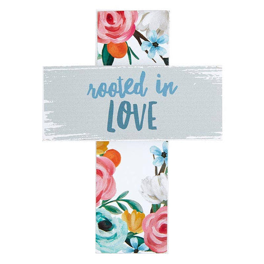 Rooted In Love Tabletop Easel Cross
