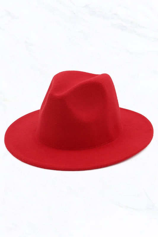 Retro Flat Fedora Hat | Christmas Red